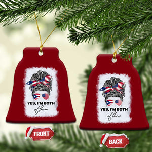 Yes I’m Both Puerto Rican American Ceramic Ornament Messy Bun Boricua Woman Pride TS10 Print Your Wear