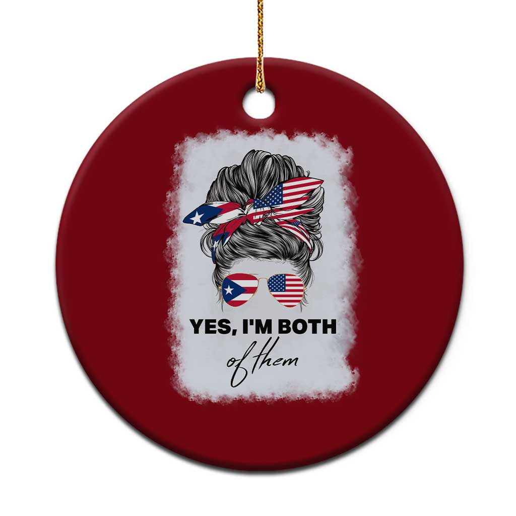 Yes I’m Both Puerto Rican American Ceramic Ornament Messy Bun Boricua Woman Pride TS10 1pc Red Print Your Wear