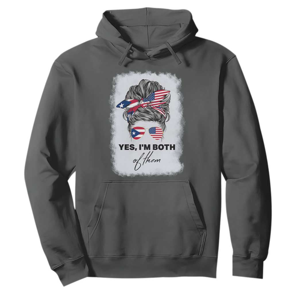 Yes I’m Both Puerto Rican American Hoodie Messy Bun Boricua Woman Pride TS10 Dark Heather Print Your Wear