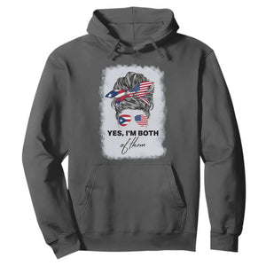 Yes I’m Both Puerto Rican American Hoodie Messy Bun Boricua Woman Pride TS10 Dark Heather Print Your Wear