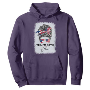 Yes I’m Both Puerto Rican American Hoodie Messy Bun Boricua Woman Pride TS10 Purple Print Your Wear