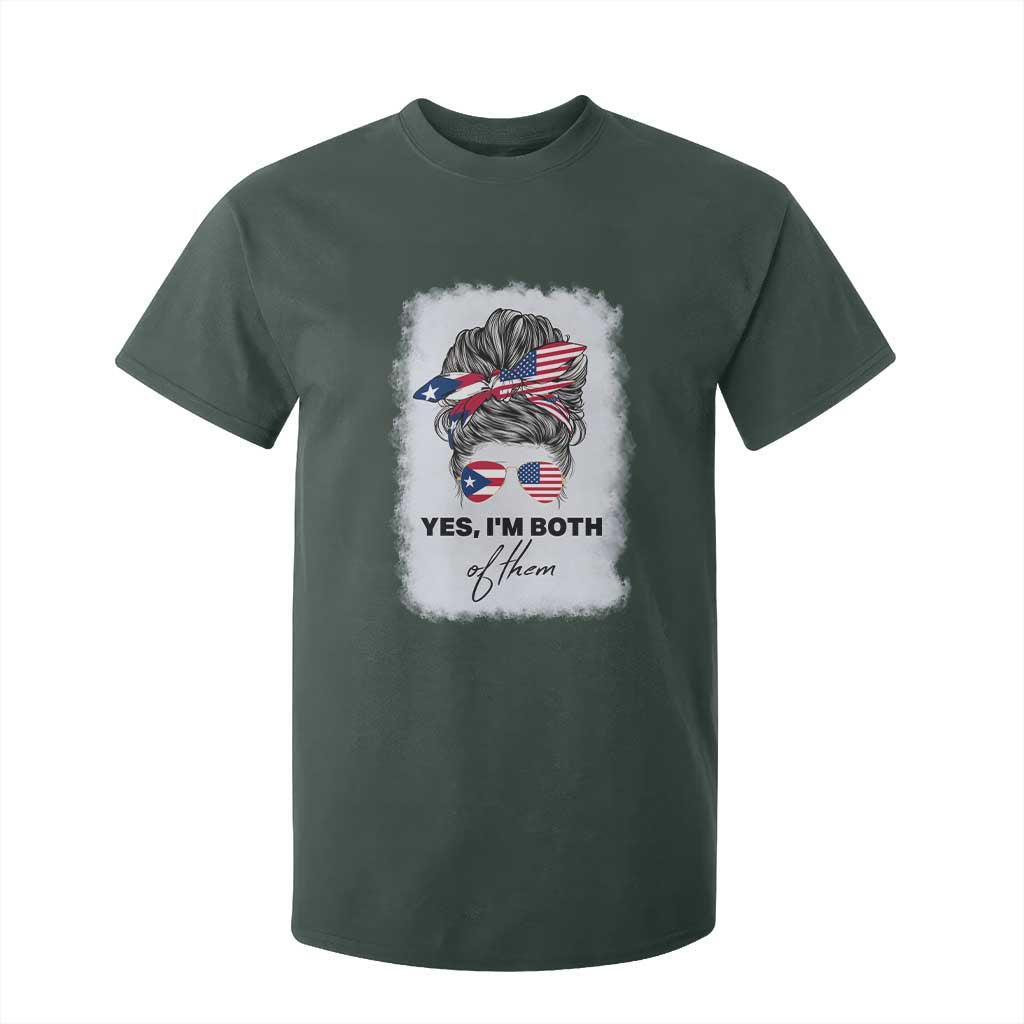 Yes I’m Both Puerto Rican American T Shirt For Kid Messy Bun Boricua Woman Pride TS10 Dark Forest Green Print Your Wear