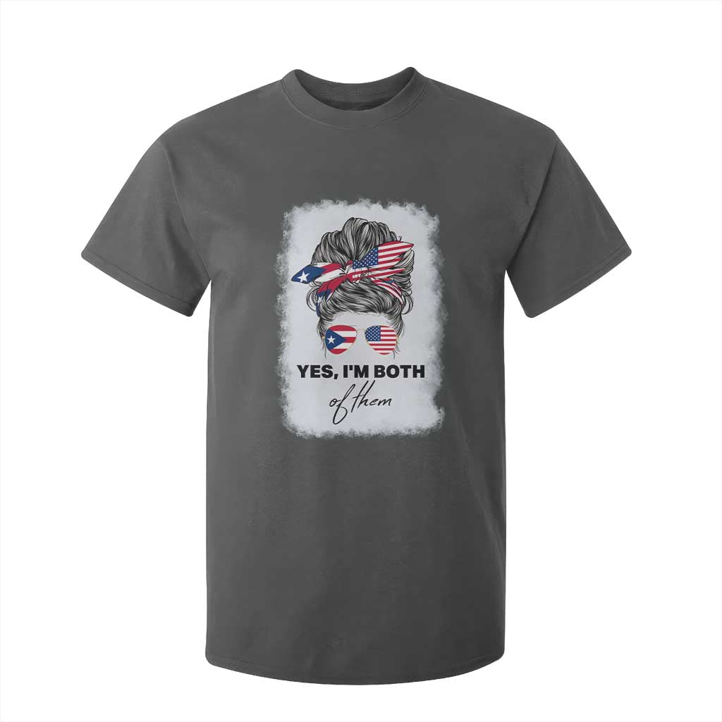 Yes I’m Both Puerto Rican American T Shirt For Kid Messy Bun Boricua Woman Pride TS10 Dark Heather Print Your Wear