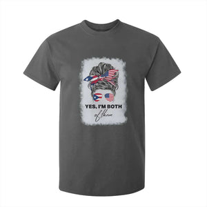 Yes I’m Both Puerto Rican American T Shirt For Kid Messy Bun Boricua Woman Pride TS10 Dark Heather Print Your Wear