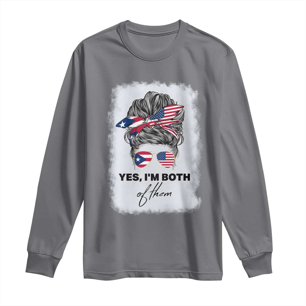 Yes I’m Both Puerto Rican American Long Sleeve Shirt Messy Bun Boricua Woman Pride TS10 Charcoal Print Your Wear