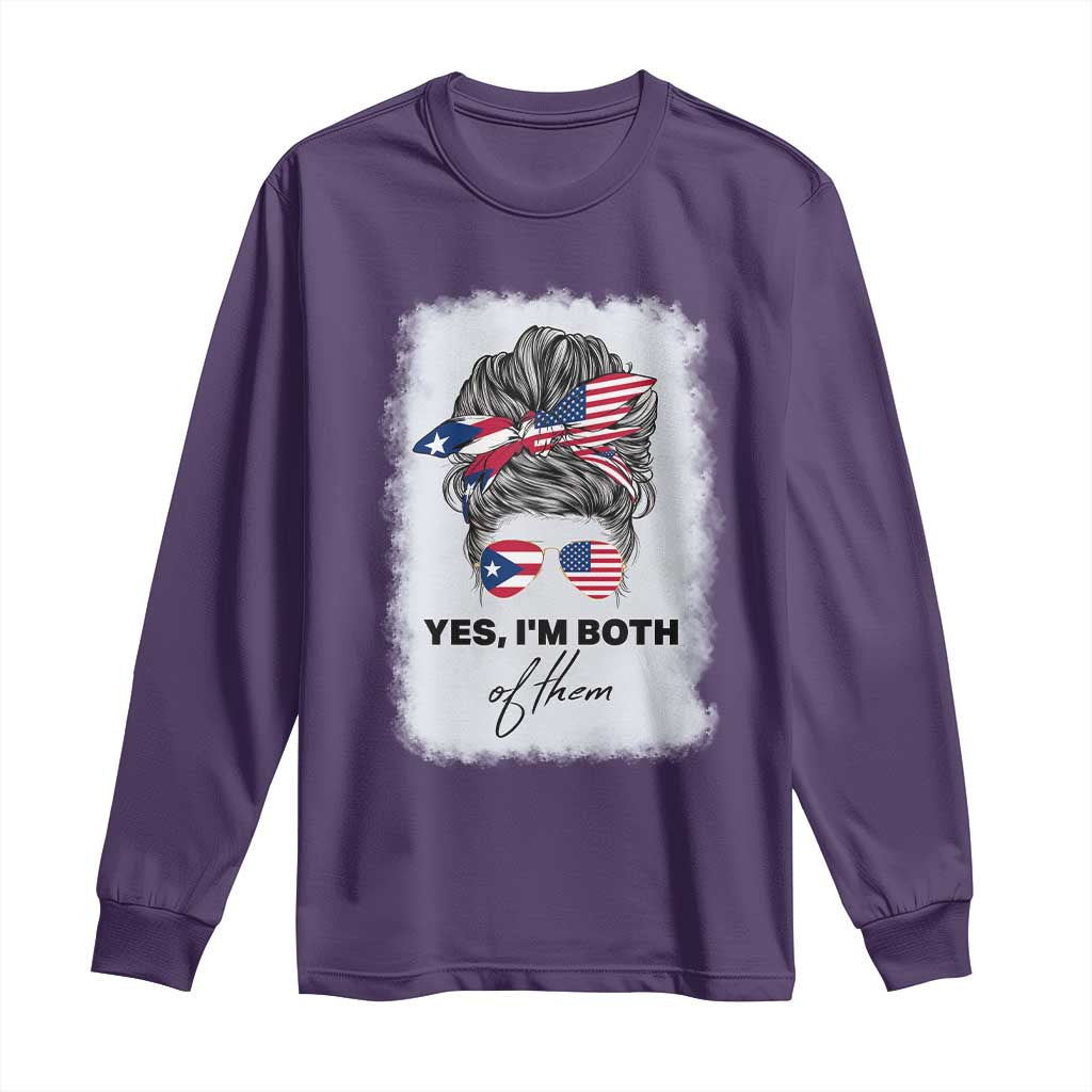 Yes I’m Both Puerto Rican American Long Sleeve Shirt Messy Bun Boricua Woman Pride TS10 Purple Print Your Wear