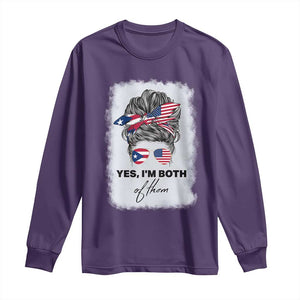 Yes I’m Both Puerto Rican American Long Sleeve Shirt Messy Bun Boricua Woman Pride TS10 Purple Print Your Wear