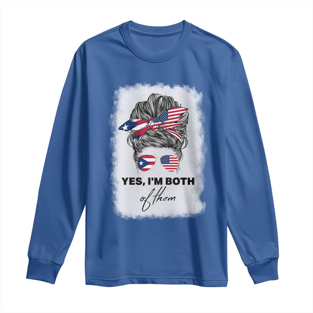 Yes I’m Both Puerto Rican American Long Sleeve Shirt Messy Bun Boricua Woman Pride TS10 Royal Blue Print Your Wear