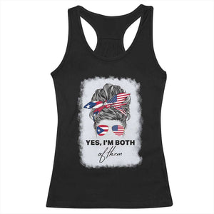 Yes I’m Both Puerto Rican American Racerback Tank Top Messy Bun Boricua Woman Pride TS10 Black Print Your Wear