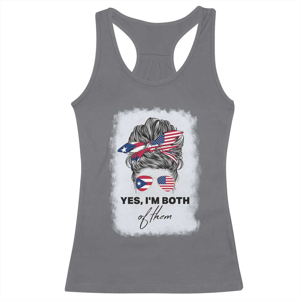 Yes I’m Both Puerto Rican American Racerback Tank Top Messy Bun Boricua Woman Pride TS10 Charcoal Print Your Wear