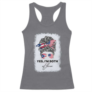 Yes I’m Both Puerto Rican American Racerback Tank Top Messy Bun Boricua Woman Pride TS10 Charcoal Print Your Wear