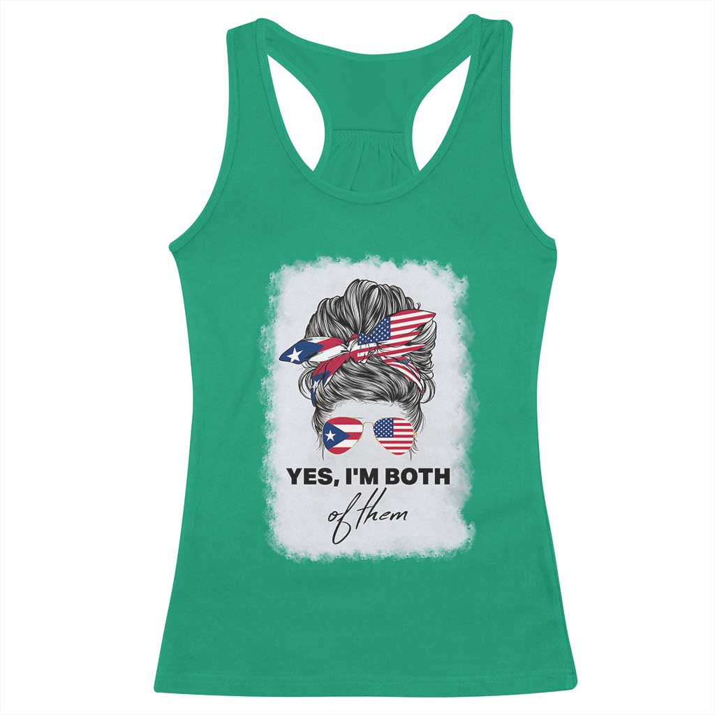 Yes I’m Both Puerto Rican American Racerback Tank Top Messy Bun Boricua Woman Pride TS10 Irish Green Print Your Wear