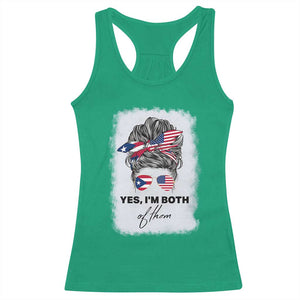 Yes I’m Both Puerto Rican American Racerback Tank Top Messy Bun Boricua Woman Pride TS10 Irish Green Print Your Wear