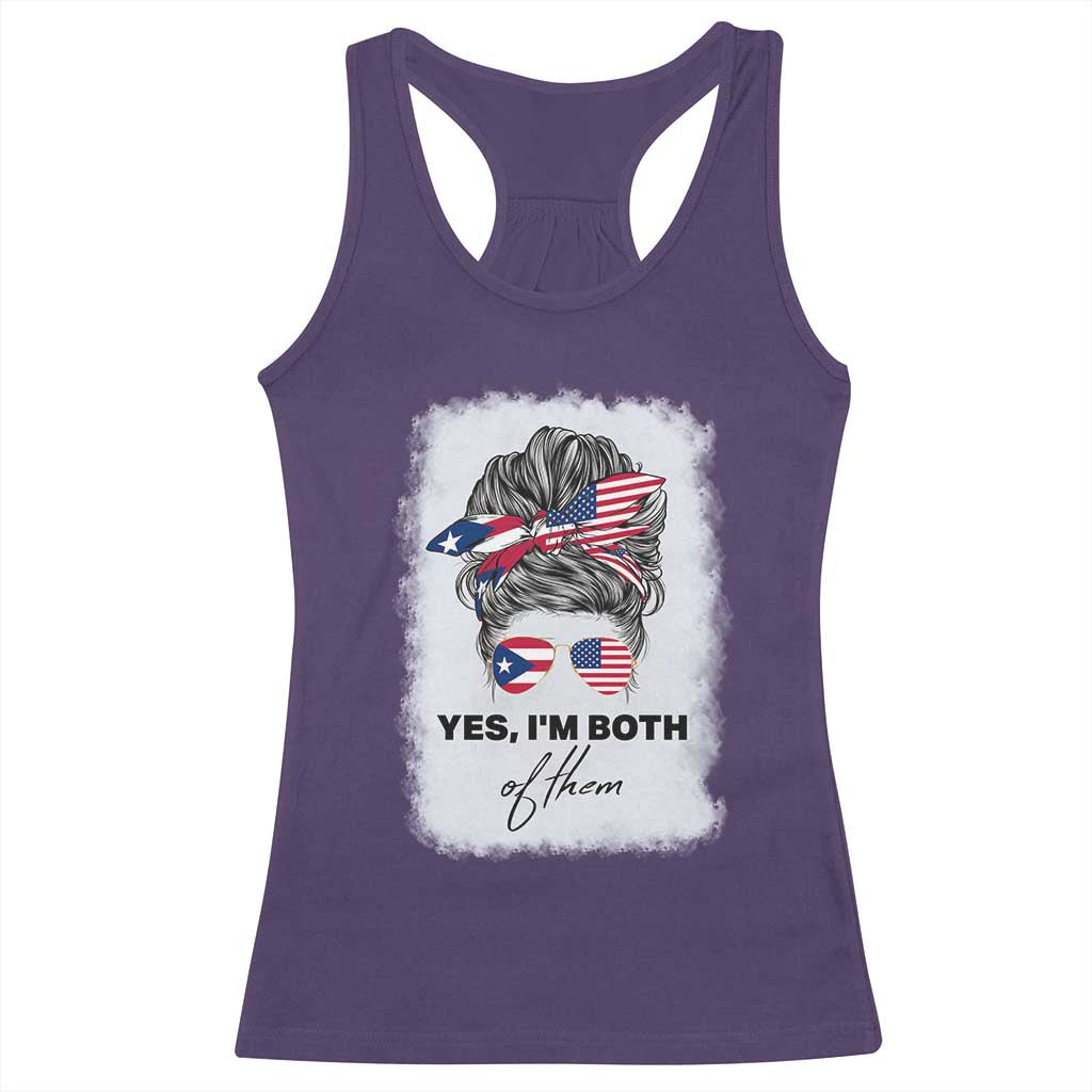 Yes I’m Both Puerto Rican American Racerback Tank Top Messy Bun Boricua Woman Pride TS10 Purple Print Your Wear