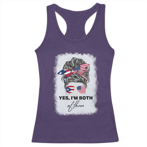 Yes I’m Both Puerto Rican American Racerback Tank Top Messy Bun Boricua Woman Pride TS10 Purple Print Your Wear