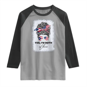 Yes I’m Both Puerto Rican American Raglan Shirt Messy Bun Boricua Woman Pride TS10 Sport Gray Black Print Your Wear