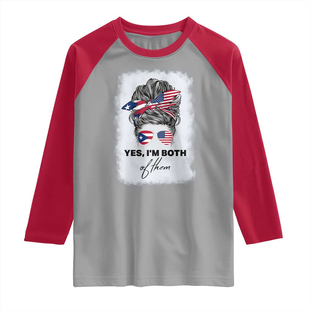 Yes I’m Both Puerto Rican American Raglan Shirt Messy Bun Boricua Woman Pride TS10 Sport Gray Red Print Your Wear