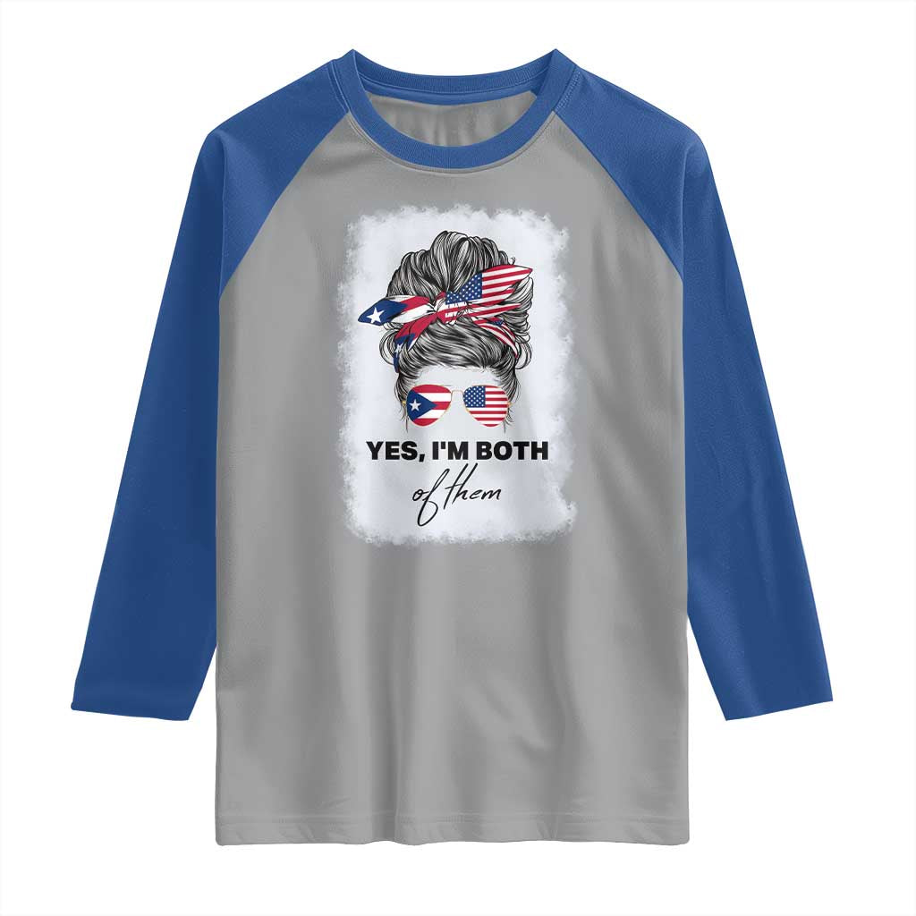 Yes I’m Both Puerto Rican American Raglan Shirt Messy Bun Boricua Woman Pride TS10 Sport Gray Royal Print Your Wear