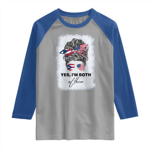 Yes I’m Both Puerto Rican American Raglan Shirt Messy Bun Boricua Woman Pride TS10 Sport Gray Royal Print Your Wear