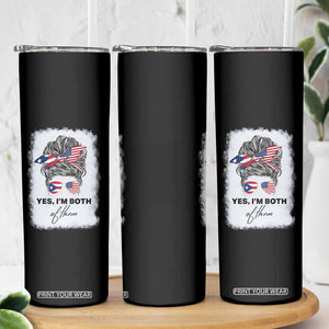 Yes I’m Both Puerto Rican American Skinny Tumbler Messy Bun Boricua Woman Pride TS10 Print Your Wear