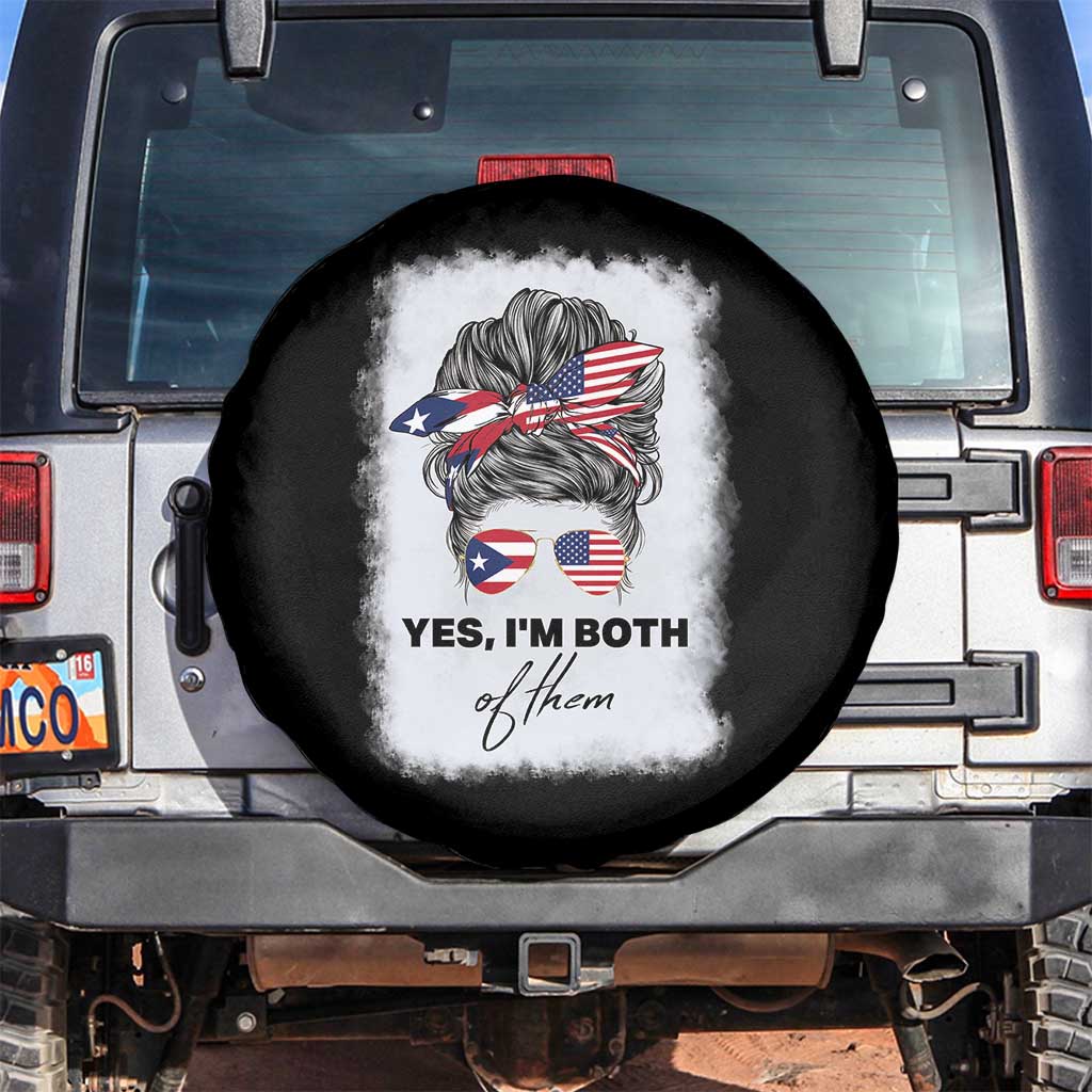 Yes I’m Both Puerto Rican American Spare Tire Cover Messy Bun Boricua Woman Pride TS10 No hole Black Print Your Wear