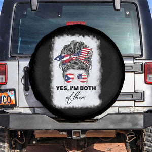 Yes I’m Both Puerto Rican American Spare Tire Cover Messy Bun Boricua Woman Pride TS10 No hole Black Print Your Wear