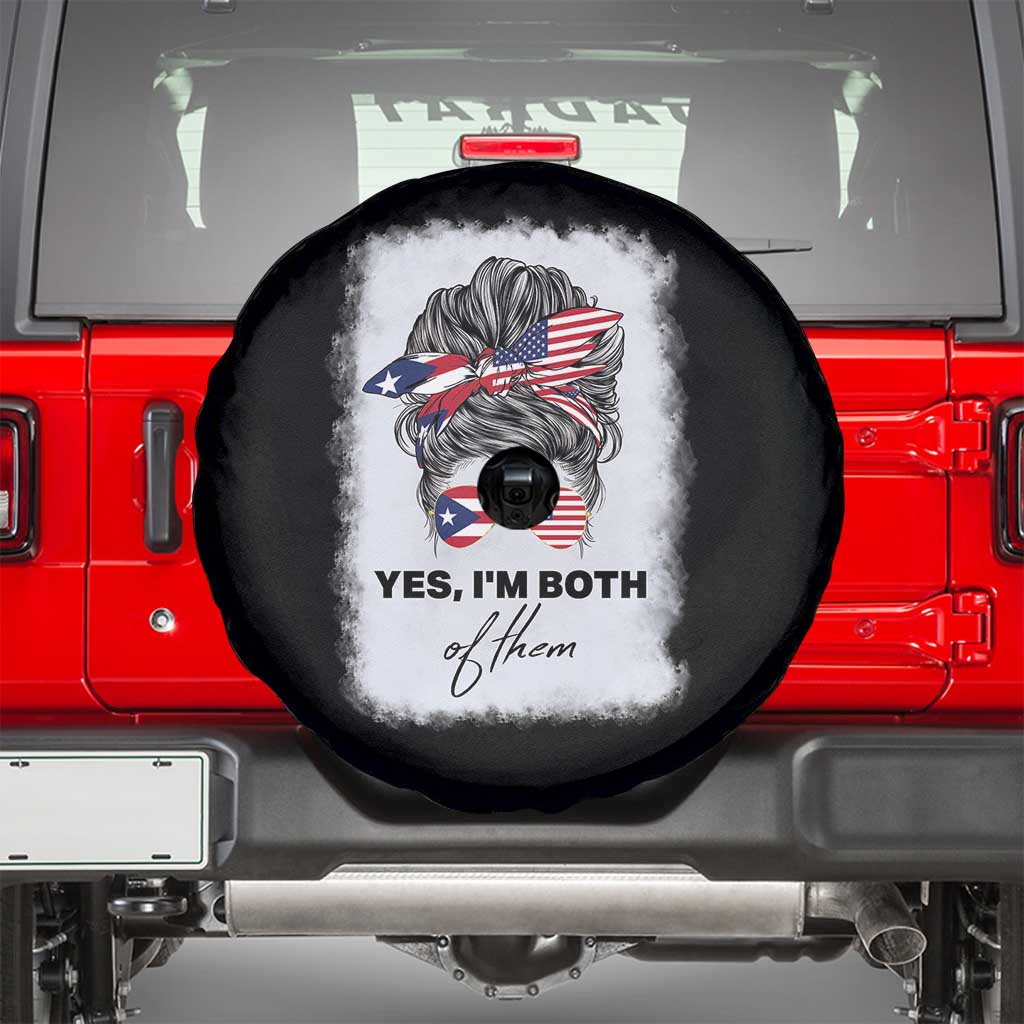 Yes I’m Both Puerto Rican American Spare Tire Cover Messy Bun Boricua Woman Pride TS10 Black Print Your Wear