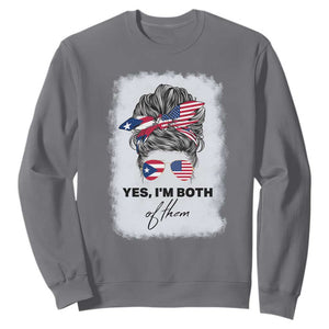 Yes I’m Both Puerto Rican American Sweatshirt Messy Bun Boricua Woman Pride TS10 Charcoal Print Your Wear