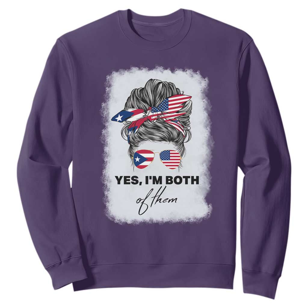 Yes I’m Both Puerto Rican American Sweatshirt Messy Bun Boricua Woman Pride TS10 Purple Print Your Wear