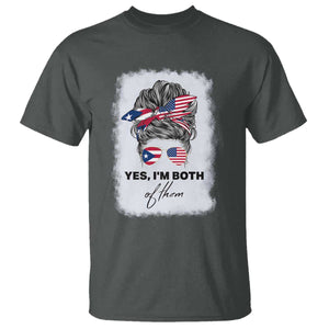 Yes I’m Both Puerto Rican American T Shirt Messy Bun Boricua Woman Pride TS10 Dark Heather Print Your Wear
