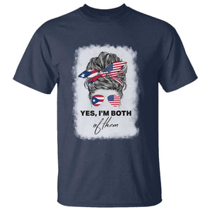 Yes I’m Both Puerto Rican American T Shirt Messy Bun Boricua Woman Pride TS10 Navy Print Your Wear