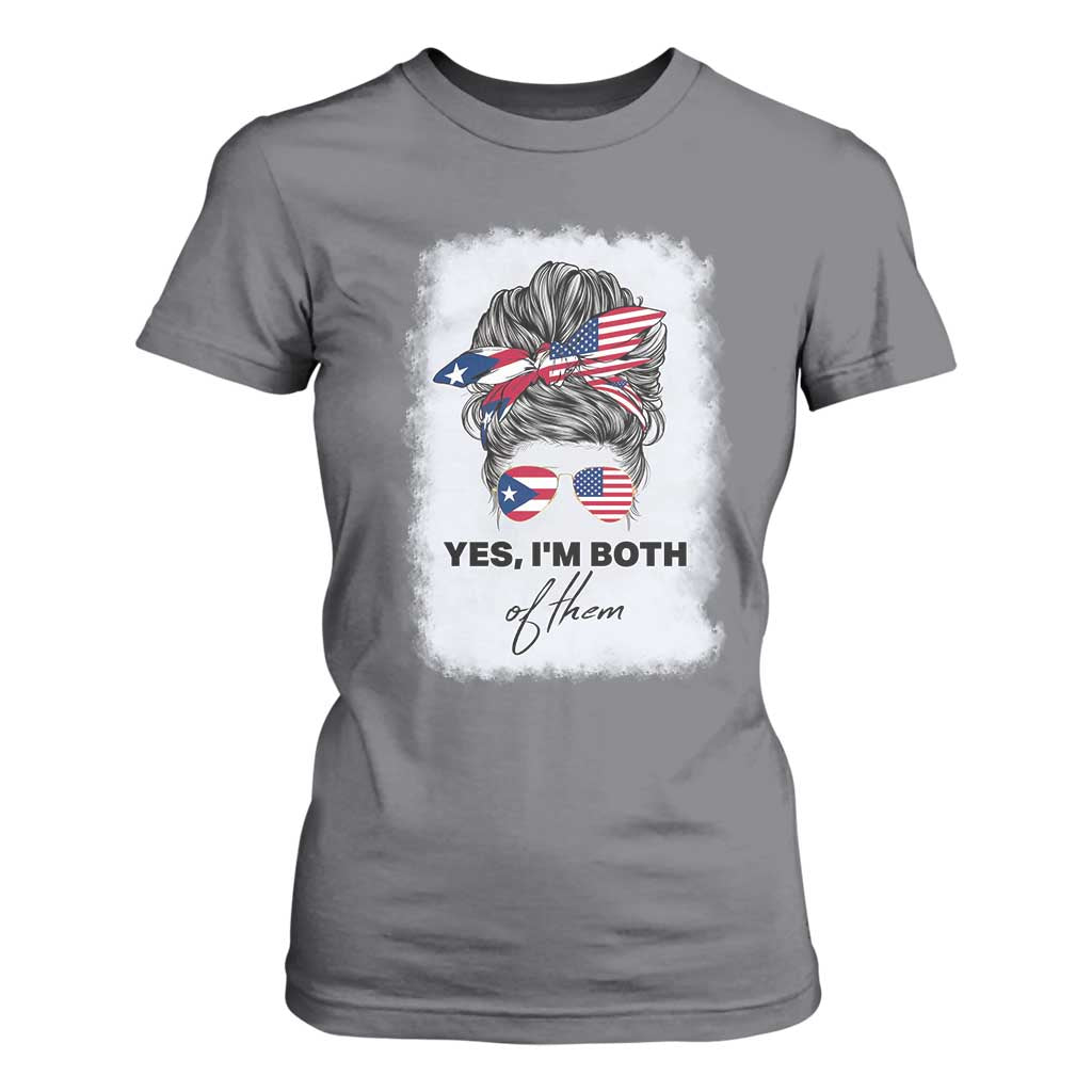 Yes I’m Both Puerto Rican American T Shirt For Women Messy Bun Boricua Woman Pride TS10 Charcoal Print Your Wear