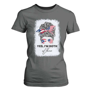 Yes I’m Both Puerto Rican American T Shirt For Women Messy Bun Boricua Woman Pride TS10 Dark Heather Print Your Wear