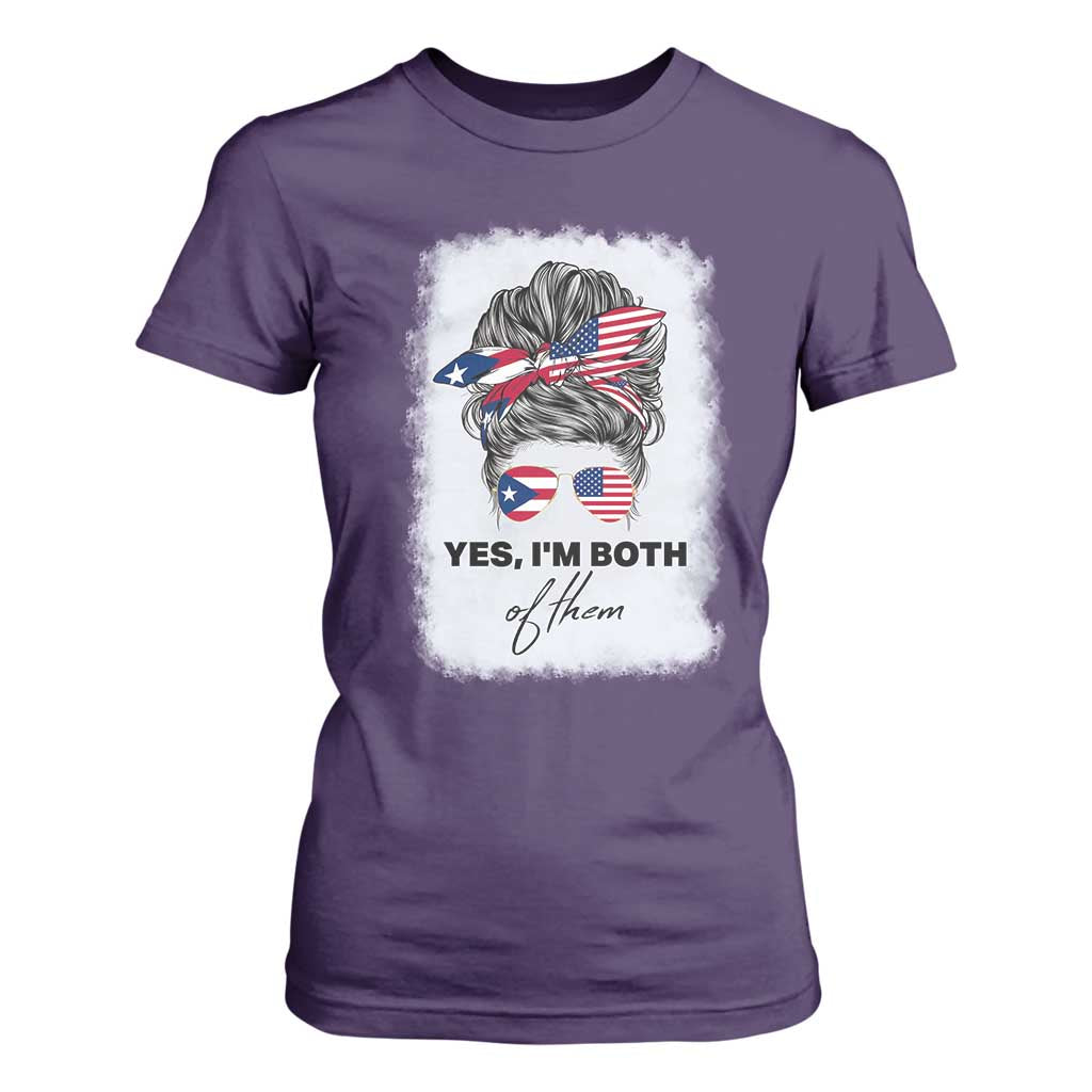 Yes I’m Both Puerto Rican American T Shirt For Women Messy Bun Boricua Woman Pride TS10 Purple Print Your Wear