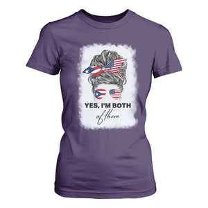 Yes I’m Both Puerto Rican American T Shirt For Women Messy Bun Boricua Woman Pride TS10 Purple Print Your Wear