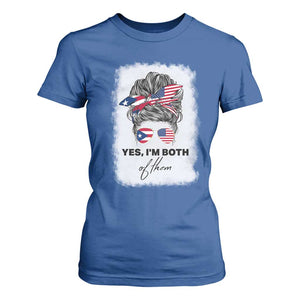 Yes I’m Both Puerto Rican American T Shirt For Women Messy Bun Boricua Woman Pride TS10 Royal Blue Print Your Wear