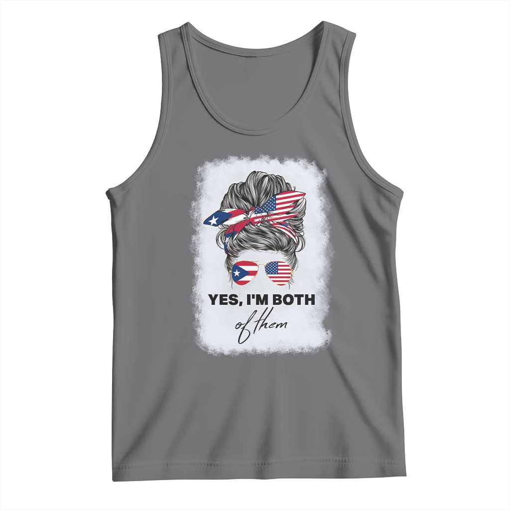 Yes I’m Both Puerto Rican American Tank Top Messy Bun Boricua Woman Pride TS10 Black Heather Print Your Wear
