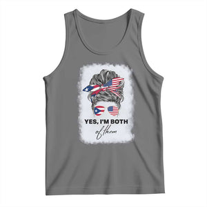 Yes I’m Both Puerto Rican American Tank Top Messy Bun Boricua Woman Pride TS10 Black Heather Print Your Wear
