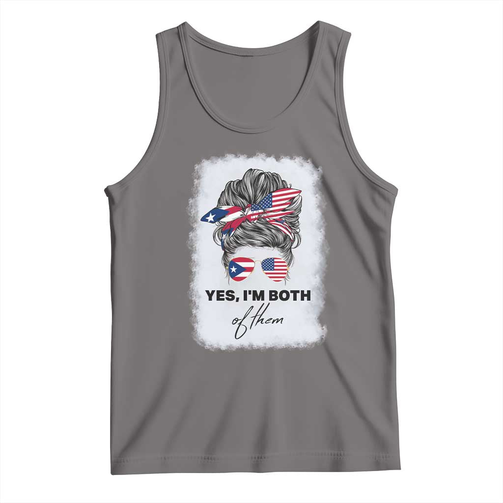 Yes I’m Both Puerto Rican American Tank Top Messy Bun Boricua Woman Pride TS10 Deep Heather Print Your Wear