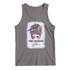 Yes I’m Both Puerto Rican American Tank Top Messy Bun Boricua Woman Pride TS10 Deep Heather Print Your Wear