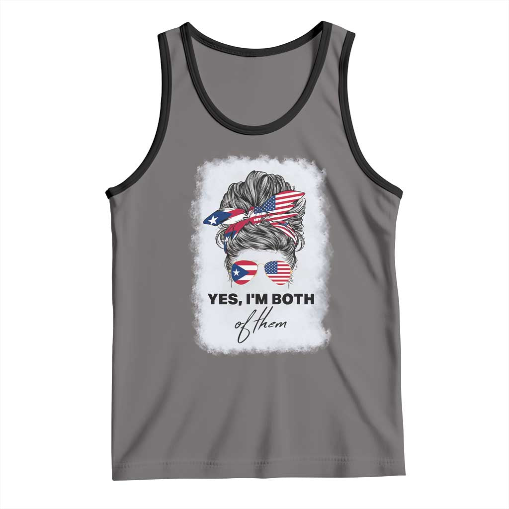 Yes I’m Both Puerto Rican American Tank Top Messy Bun Boricua Woman Pride TS10 Deep Heather Black Print Your Wear