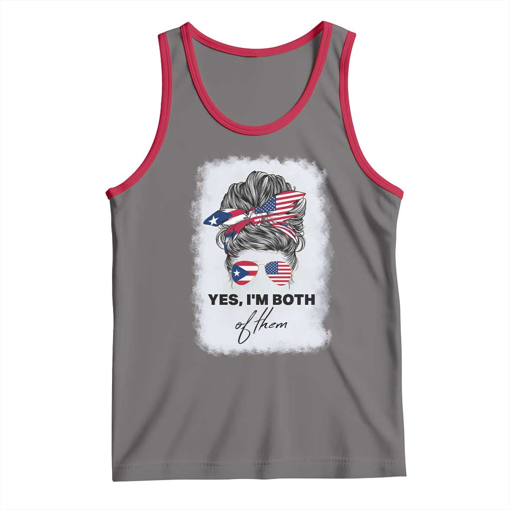 Yes I’m Both Puerto Rican American Tank Top Messy Bun Boricua Woman Pride TS10 Deep Heather Red Print Your Wear