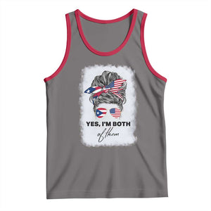 Yes I’m Both Puerto Rican American Tank Top Messy Bun Boricua Woman Pride TS10 Deep Heather Red Print Your Wear