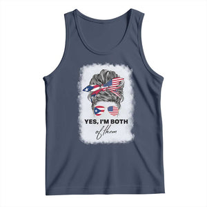 Yes I’m Both Puerto Rican American Tank Top Messy Bun Boricua Woman Pride TS10 Navy Print Your Wear