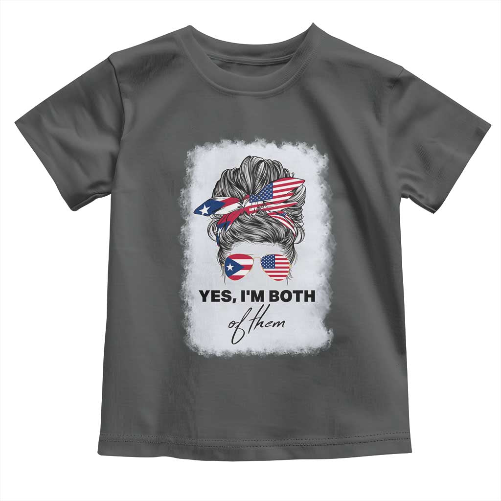 Yes I’m Both Puerto Rican American Toddler T Shirt Messy Bun Boricua Woman Pride TS10 Dark Heather Print Your Wear