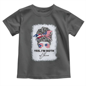 Yes I’m Both Puerto Rican American Toddler T Shirt Messy Bun Boricua Woman Pride TS10 Dark Heather Print Your Wear
