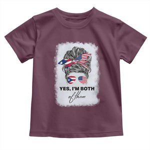 Yes I’m Both Puerto Rican American Toddler T Shirt Messy Bun Boricua Woman Pride TS10 Maroon Print Your Wear