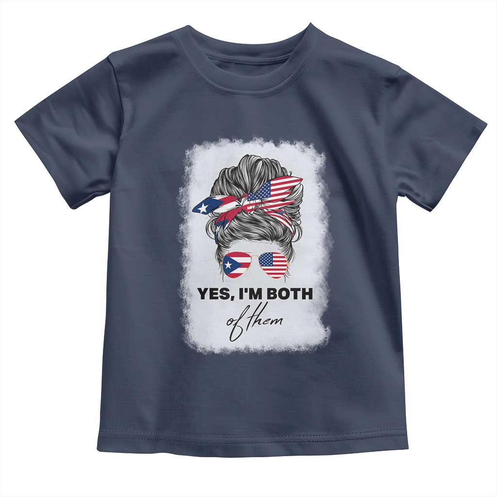Yes I’m Both Puerto Rican American Toddler T Shirt Messy Bun Boricua Woman Pride TS10 Navy Print Your Wear