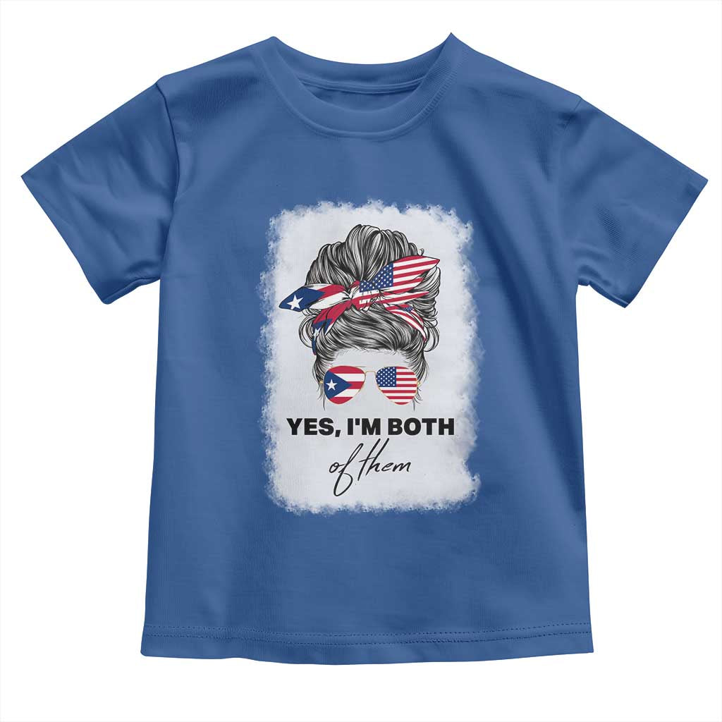 Yes I’m Both Puerto Rican American Toddler T Shirt Messy Bun Boricua Woman Pride TS10 Royal Blue Print Your Wear