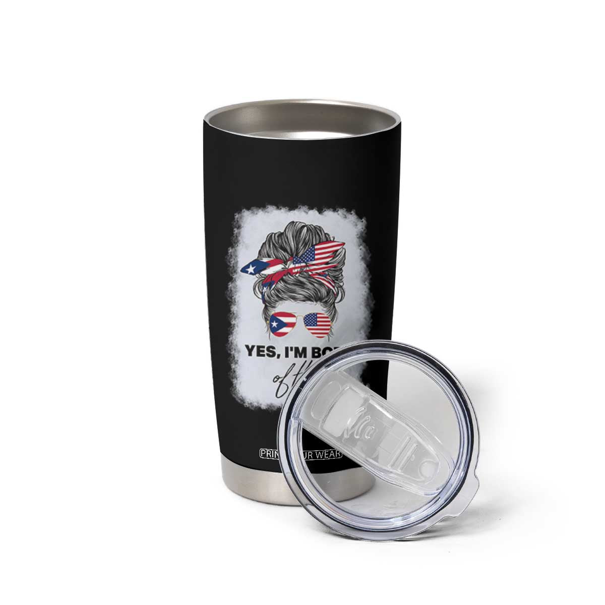 Yes I’m Both Puerto Rican American Tumbler Cup Messy Bun Boricua Woman Pride TS10 Print Your Wear